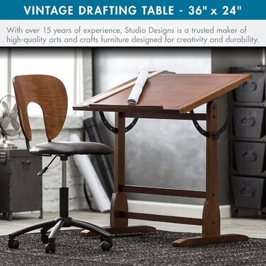 Стіл для хобі та малювання SD STUDIO DESIGNS з регульованою стільницею з дуба, 91.4 см (36''W x 24''D)