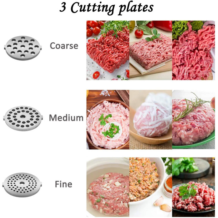 Електрична м'ясоподрібнювач 2000W, 4-в-1, з набором для кеббе та шприц-печива, насадка для ковбас, срібна
