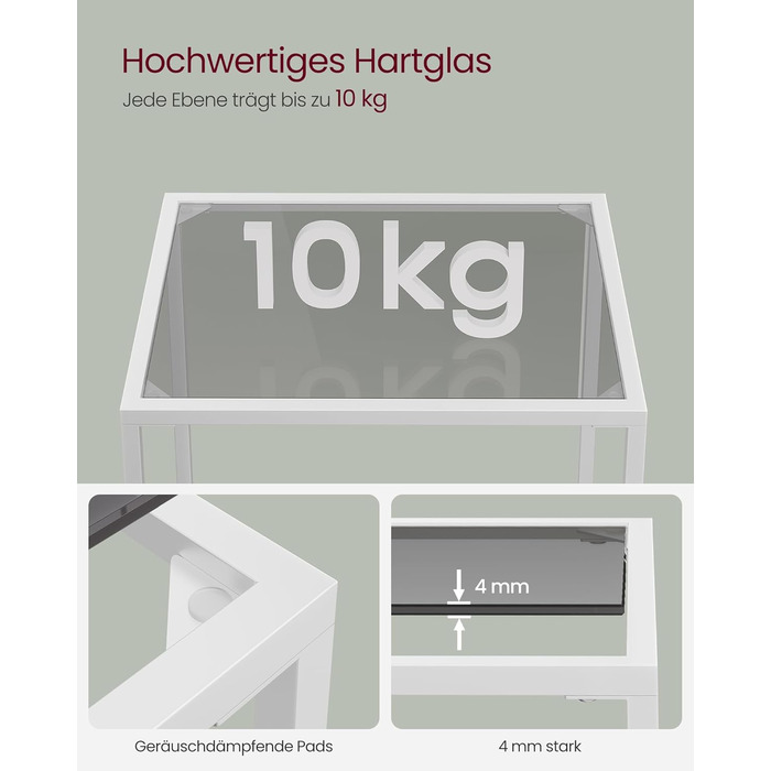 Регал VASAGLE з 5 полицями, для ванної кімнати, вітальні, кухні, офісу, скло, метал, LGT029A01