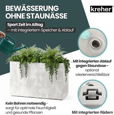Плантажер Kreher XL Millennium: набір кольорів та форматів. Імітація натурального каменю (коричневий, бежевий, антрацит, сірий). З міцного пластику. XL роздільник простору (прямокутний) кремово-білий