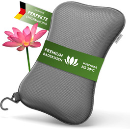 Подушка для ванни преміум-класу сірого кольору з присосками - зручна підтримка шиї та голови для ванни, джакузі та спа - аксесуар для ванної кімнати