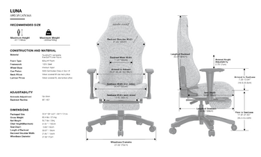 Крісло ігрове Anda Seat Luna Pro Gray Fabric Size L