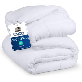 Ковдра постільна Utopia Bedding 220x230 см, стегане покривало з поліестером 350 GSM (біле)