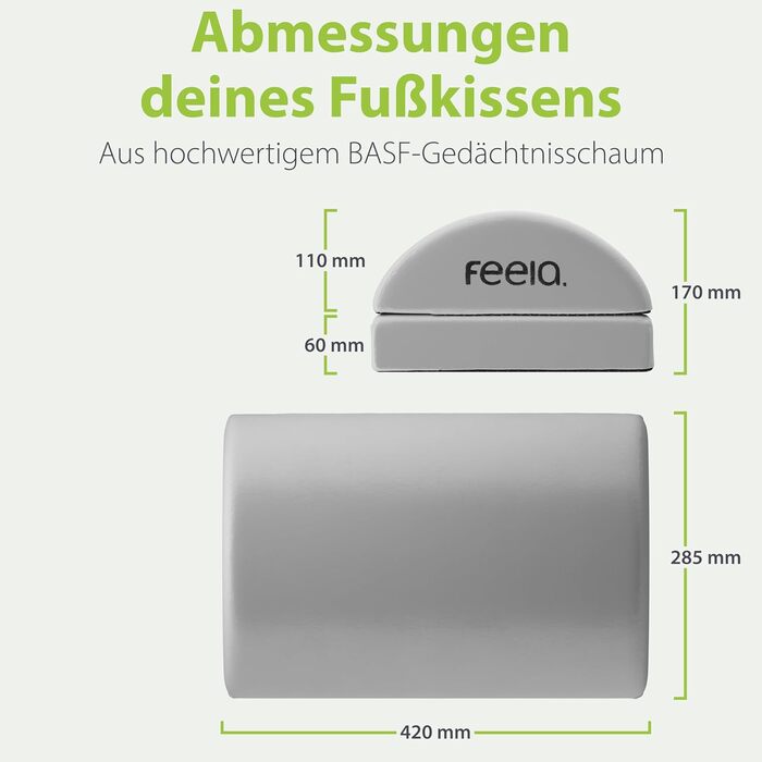 Підставка для ніг під стіл Feela® – ергономічна підставка для ніг, footrest, foot rest, срібна. Без термосумки