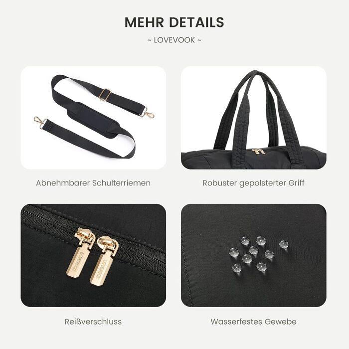 Сумка-мішок LOVEVOOK для подорожей, 52x38x25 см, 50 л (для вихідних, клініки, пологового будинку, авіаперельотів, спорту)