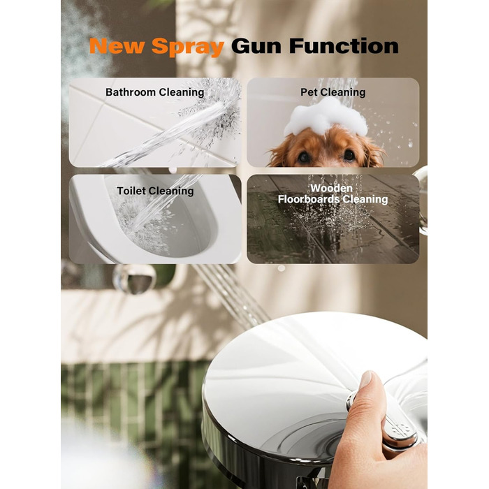 Фільтр для душу Cobbe з шлангом, високонапірна ручна лійка з 20-ступеневою фільтрацією, водозберігаючий душ з 6 режимами струменя, дощовий душ, що підвищує тиск, економний душ для жорсткої води (7.chrom01)