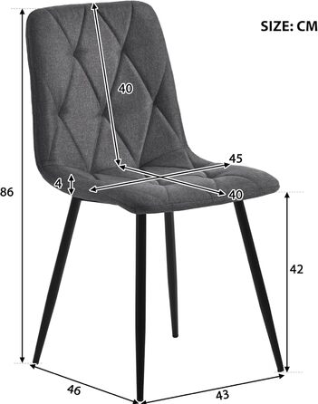 KUAKE Комплект обідньої групи: стіл 117x68 см та 4 стільці, сучасний прямокутний обідній стіл, сірі стільці з льону, чорні ніжки