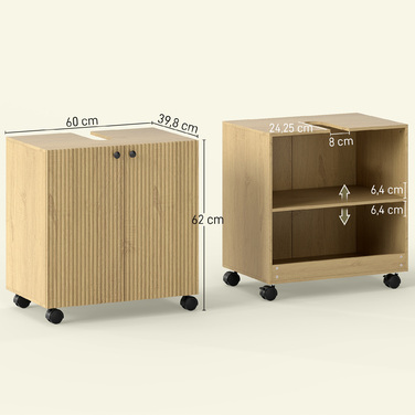 Підставка під раковину для ванної кімнати з 3-ярусним полицям, на колесах, з дерева