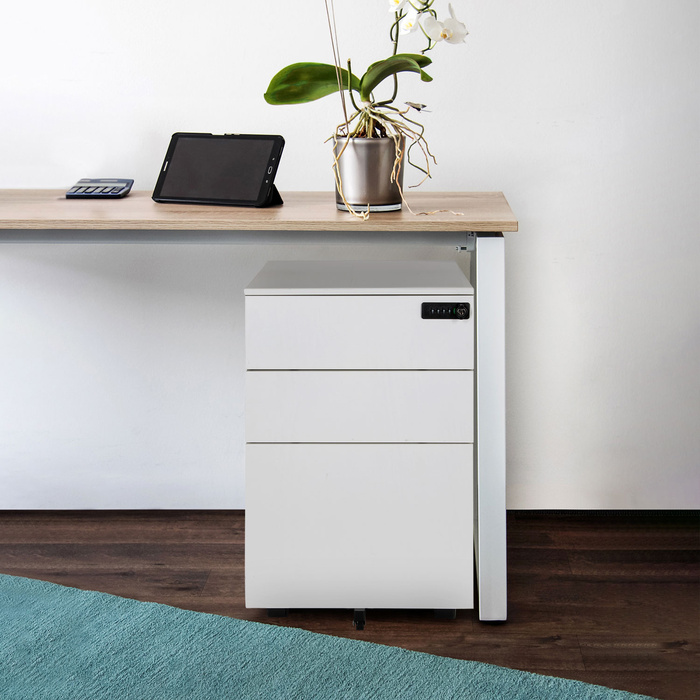 Контейнер на колесах COLOR OS I, метал, білий з кодовим замком, hjh OFFICE