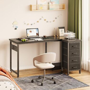 Комп'ютерний кутовий стіл Coleshome 100x70 см з 4 шухлядами, білий. Регульований стіл для офісу, кабінету, спальні. Розміри: 100x70 см, 120x70 см (чорний)