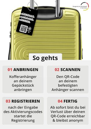 Набір валіз Hauptstadtkoffer Mitte (3 шт.) з цифровою біркою для багажу - дорожні валізи 55/68/77 см + брелок з QR-кодом, 4 подвійні колеса, міцний корпус ABS, XL-розширення об'єму, TSA-замок, (Farn, 55 см)