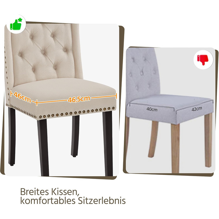 Набір з 4 кухонних стільців Yaheetech з м'яким сидінням та спинкою, бежевий (до 140 кг)