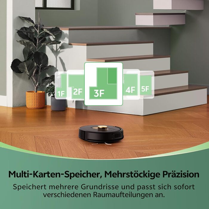Робот-пилосос Vexilar W9 з функцією миття підлоги, 5000Pa, LiDAR навігація, тихий (50 dB), 150 хв роботи, 15 зон заборони, 5 карт, керування через додаток, пультом та голосовим асистентом