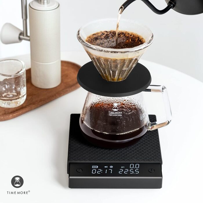 Ваги для кави TIMEMORE з таймером, контролем протікання, точність 0,1 г, автоматичний таймер, ємність 2000 г, чорний (Basic Pro)