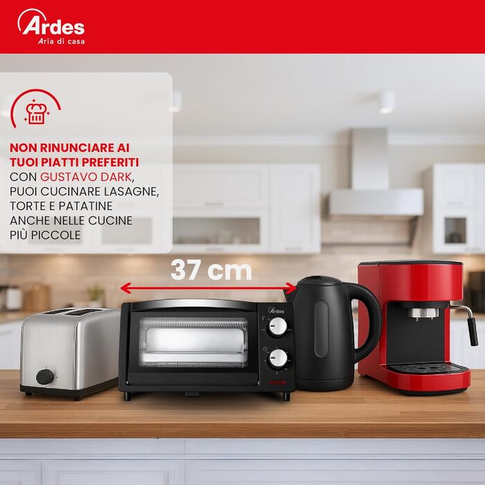 Електричний міні-пекар ARDES Magnus AR6226S: 25 л, 6 функцій, внутрішнє освітлення, таймер, аксесуари