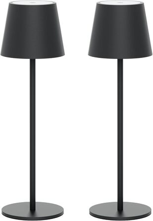 Klighten 2 шт. LED бездротові диммерні настільні лампи Anthrazit, перезарядна лампа USB-C для дому та вулиці, тепле світло 3000K, алюміній, IP54 вологостійка, антрацит