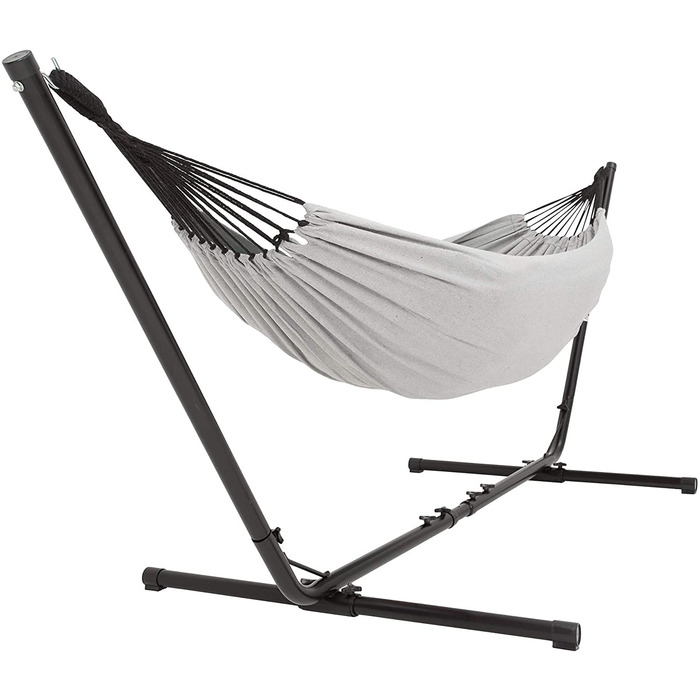 Гамак з підставкою Vita5 для двох осіб, вуличний двопомісний гамак з сумкою для перенесення, витримує до 200 кг, сірий — для саду, тераси, балкона та дому