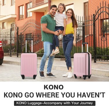 Валіза-тележка KONO 55 см, рожева, ABS, ручна поклажа