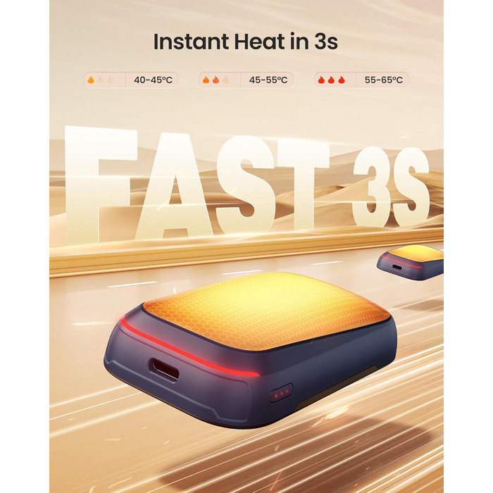 Електричний грілка для рук Gaiatop 2 шт. з магнітом, 4000mAh, USB, багаторазовий, швидкий нагрів 3s, 3 режими, компактний, для рукавичок, подарунок для чоловіків та жінок (блакитний)