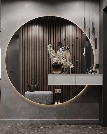 Круглий дзеркало Ramix з LED підсвічуванням, настінний, для ванної кімнати, 50 см, тепле біле світло