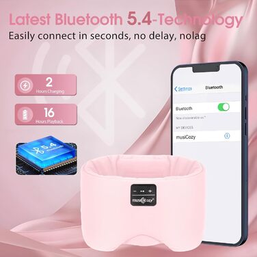 Маска для сну з Bluetooth-навушниками, 100% затемнення, шовкова маска для очей, для чоловіків та жінок, м'які навушники, Bluetooth маска для сну, подорожей (Бейбі Роуз)