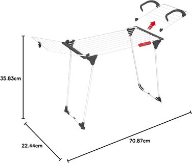 Сушильна стійка Vileda Premium 2в1, довжина сухої волосіні 18 м, подвійне використання завдяки знімному крилу