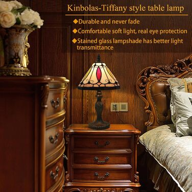 Настільна лампа Kinbolas Tiffany Style, вінтаж, вітраж 20см, модерн, в т.ч. LED лампочка E14