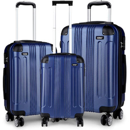 Набір валіз KONO Zwillingsrollen 3шт. (M-L-XL) з ABS-пластику, темно-синій