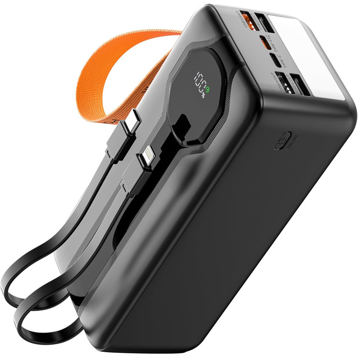 Портативна електростанція QC 22,5 Вт 80000 мАг, швидка зарядка Power Bank типу C PD 20 Вт, сумісна з телефоном (чорний)