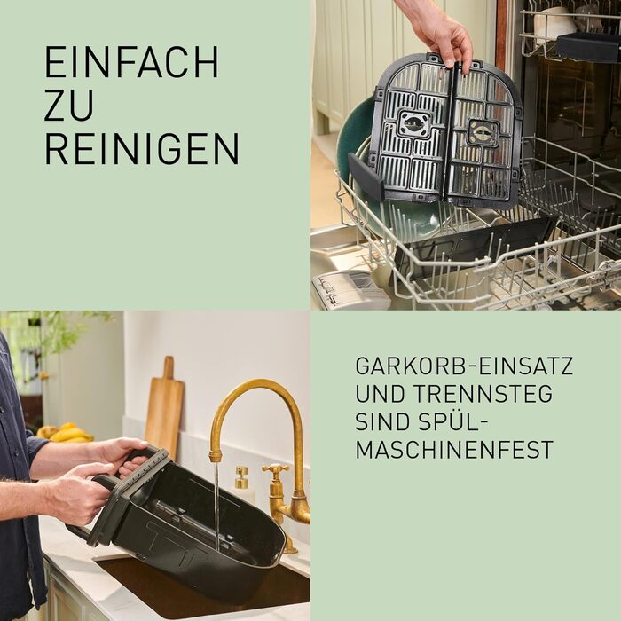 Фритюрниця повітряна Panasonic NF-CC500SXE з вікном, 80–200 °C, 9.6 л, 11 програм, LCD-дисплей, функція пари, ETM Award 2024, легко миється, сірий матовий колір