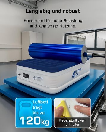 Надувне ліжко Active Era Luxus для 2 осіб з електричним насосом та інтегрованим подушкою. Розмір 200 x 150 x 36.5 см. Підходить для кемпінгу та як гостьове ліжко.