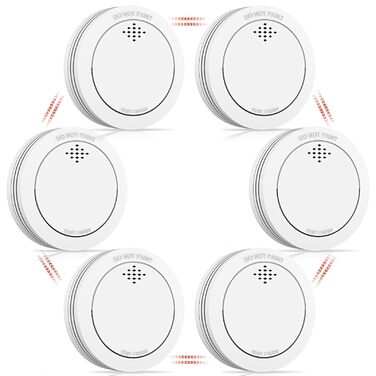 Набір димових сповіщувачів 6 шт. з магнітним кріпленням, 10 років служби, з Wi-Fi, 85dB, з функцією вимкнення звуку, сповіщення про низький заряд батареї