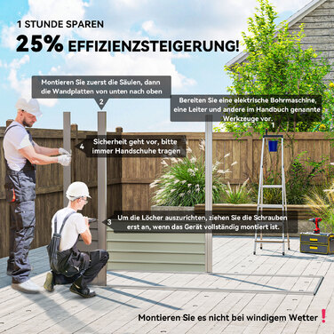 Металевий сарай для інструментів, подвійні двері, 249 x 121 x 166/183 см, світло-сірий