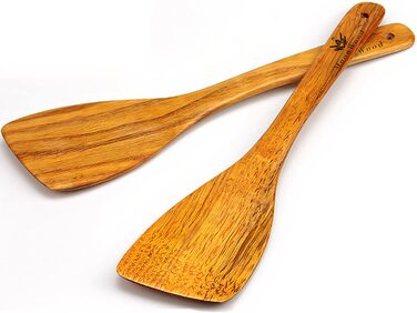 Набір дерев'яних лопаток MoonWood - тверда деревина, ідеально підходить для сковорідки, вок - 30 см, упаковка 2 шт.