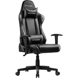Ігрове крісло GTPLAYER офісне крісло Zocker Gamer ергономічне крісло Регульований підлокітник цілісна сталева рама регульований кут нахилу (чорний) (сірий)