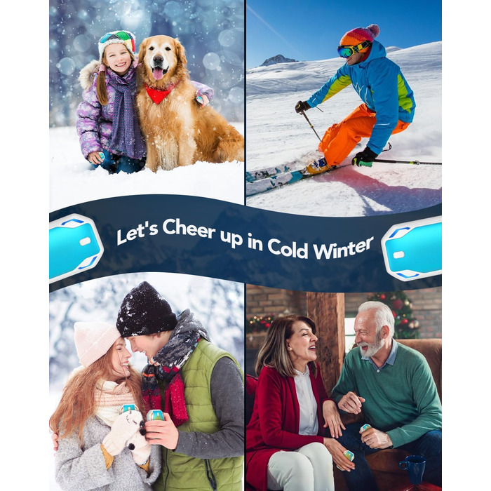 Електричні грілки для рук PHEJIE 2 шт. з 3 режимами нагріву, портативні, для активного відпочинку, кемпінгу, гольфу, подарунок для жінок та чоловіків (синьо-білі)