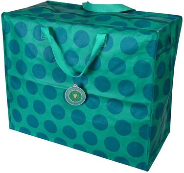 Гігантська сумка для покупок, перероблена сумка для покупок, гігантська сумка, універсальна сумка (Бірюзовий прожектор в горошок)