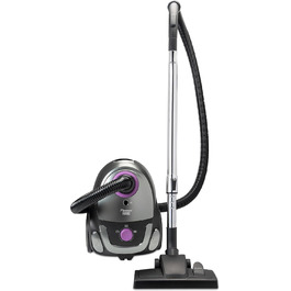 Пилсос Bestron з мішком, для прибирання підлоги, з 3 мішками, телескопічна труба 94 см, перемикач насадки для підлоги, радіус дії 7.5 м, HEPA 12 та мікрофільтр, миючий, чорний/фіолетовий