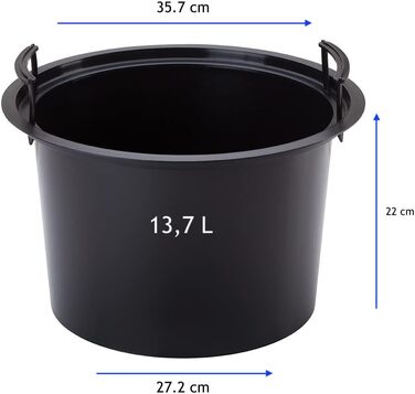 Горщик для квітів MELTOM Blumenkübel, XXL-58см, антрацит, знімний вкладиш, горизонтальні смуги