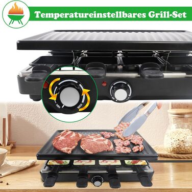 Електричний набір для раклет SUBTLETY на 8 осіб з гранітною гриль-плитою та антипригарним покриттям