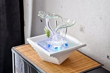 Внутрішній фонтан з кераміки та скла, декор для медитації, чаша Zen, подарунок, 20x23x23 см, Salt Range Pakistan Zen'light (Flower)