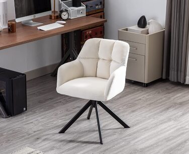 Оксамитове офісне крісло Wahson офісне крісло обертове комп'ютерне крісло з підлокітником робоче крісло для домашнього офісу / кабінету (роликове,) (обертове, біле крісло-крісло)
