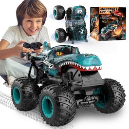 RC Monstertruck 1:20 2.4GHz Динозавр – Радіокерований позашляховик, 20 км/год, LED, Музика, для хлопчиків та дівчаток від 3 років, Зелений