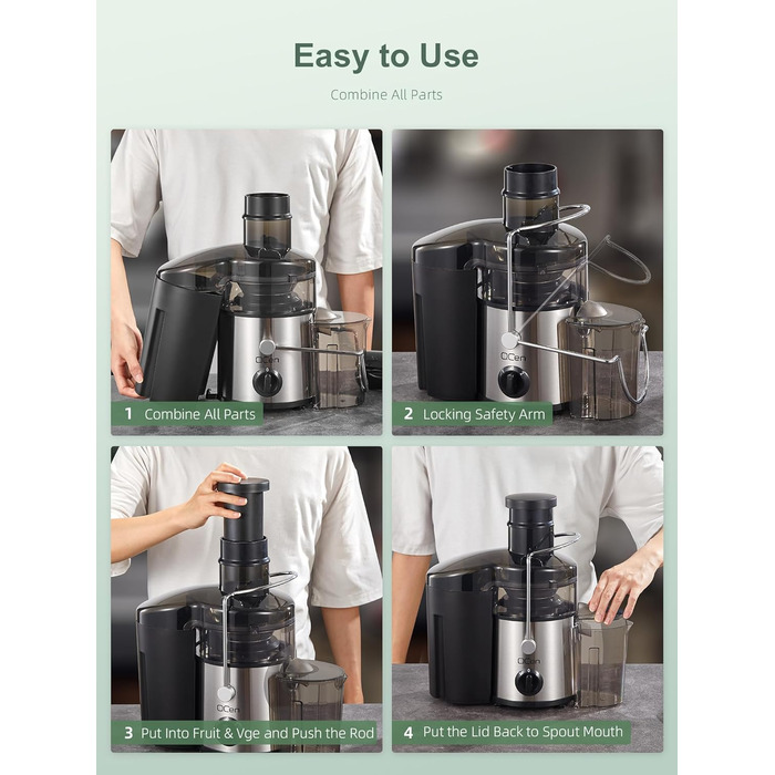 Центрифужний соковитискач QCen: нержавіюча сталь, BPA-free, 500W, для фруктів та овочів