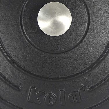 Жаровня Kela 11942 з кришкою, чавунна, з емалевим покриттям, з високою термостійкістю, Індукційна, 6 л, овальна, Calido (Чорний, 2,5 літра)