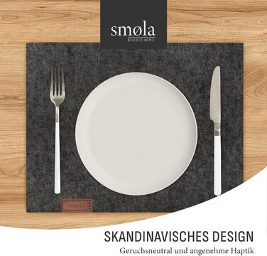 Набір з 12 елементів Smøla: преміальний фетровий набір для столу з підставками | Темно-сірий, миючий | Декор для столу, антрацит