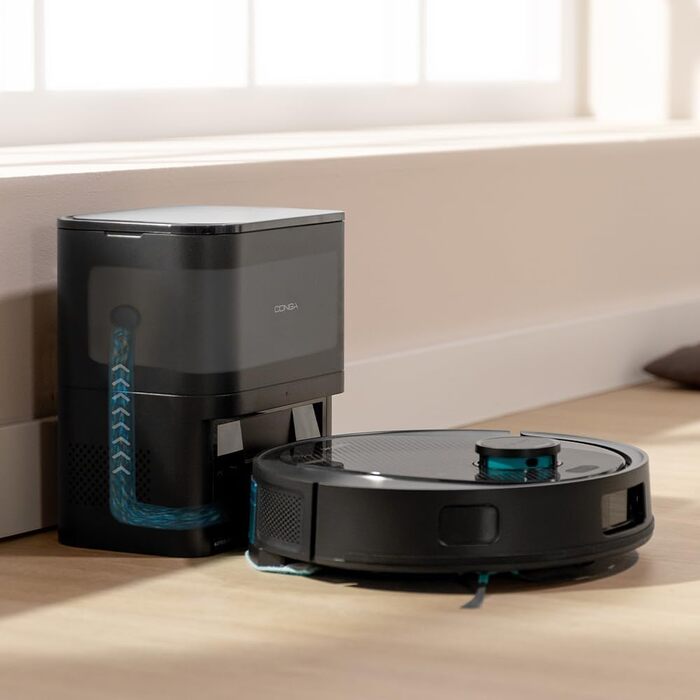 Робот-пилосос та робот-мийник Cecotec Conga Y80 з ШІ та керуванням через додаток. Потужність всмоктування 20000Pa, штучний інтелект, силіконова щітка Anti-Tangle, обертові мікрофібри, автономність до 220 м²