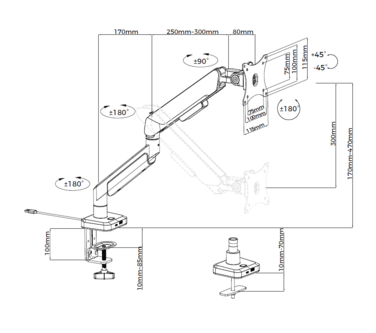 Настільне кріплення для монітора Anda Seat Stealth Pro II RGB 17’’-42’’ Black