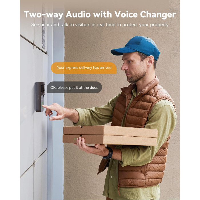 Відеодзвінок Imou DB3 KIT 4MP Panoramic, 2K+ WiFi, нічне бачення 5м, розпізнавання пакунків AI, двосторонній зв'язок