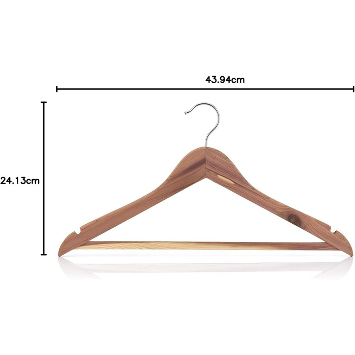 Дерев'яні вішалки для одягу Hangerworld Zedernholz 10 шт., 44 см, з нековзним підвішуванням для штанів, захист від молі